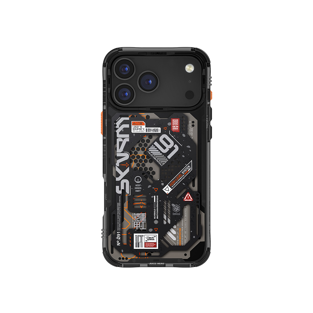 [RNZ-TA124926] Apple iPhone 17 Pro Max Uyumlu Kılıf Desenli Airbag Tasarımlı Skinarma Spectra Kapak (Siyah)