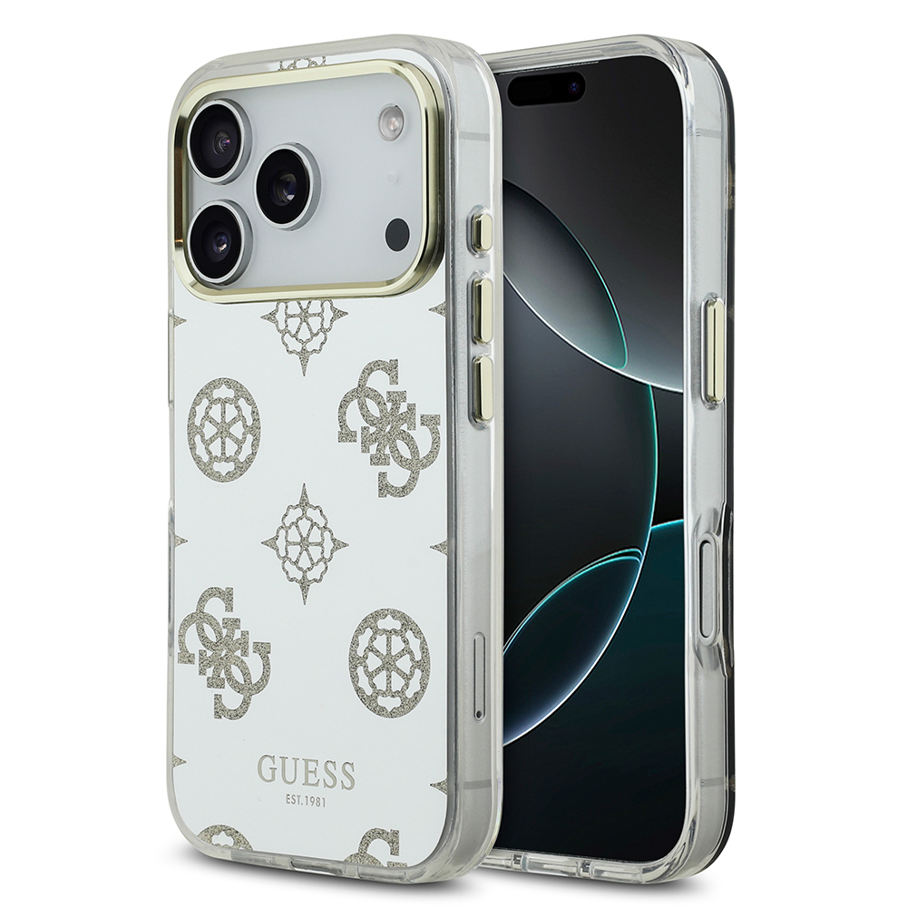 [RNZ-TA124937] Apple iPhone 17 Pro Uyumlu Kılıf Guess Orjinal Lisanslı Metal Kamera Çerçeveli Simli Aynalı Kapak (Gold)