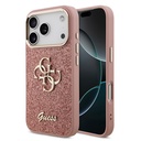 Apple iPhone 17 Pro Uyumlu Kılıf Guess Orjinal Lisanslı 4G Büyük Metal Kamera Çerçeveli ve Logolu Glitter Kapak