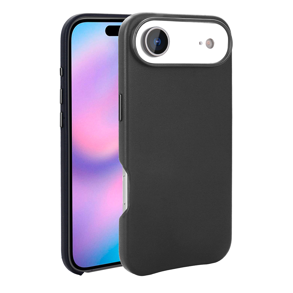 [RNZ-TA125390] Apple iPhone 17 Air Uyumlu Kılıf M-safe Şarj Özellikli PU Deri Görünümlü Zore Kupra Kapak (Siyah)