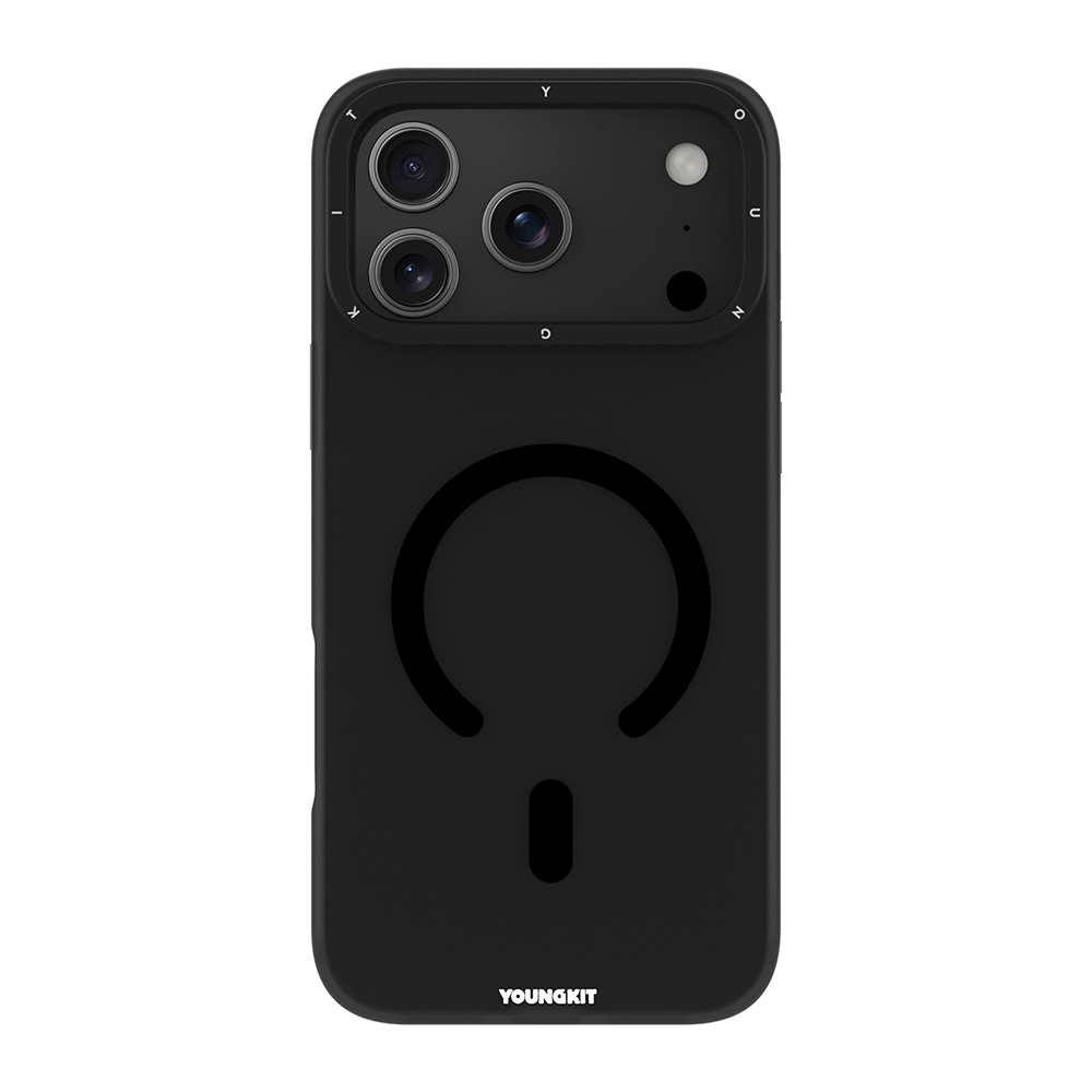 [RNZ-TA124195] Apple iPhone 17 Pro Max Uyumlu Kılıf M-safe Şarj Özellikli Youngkit Hidden Sand Serisi Kapak (Siyah)