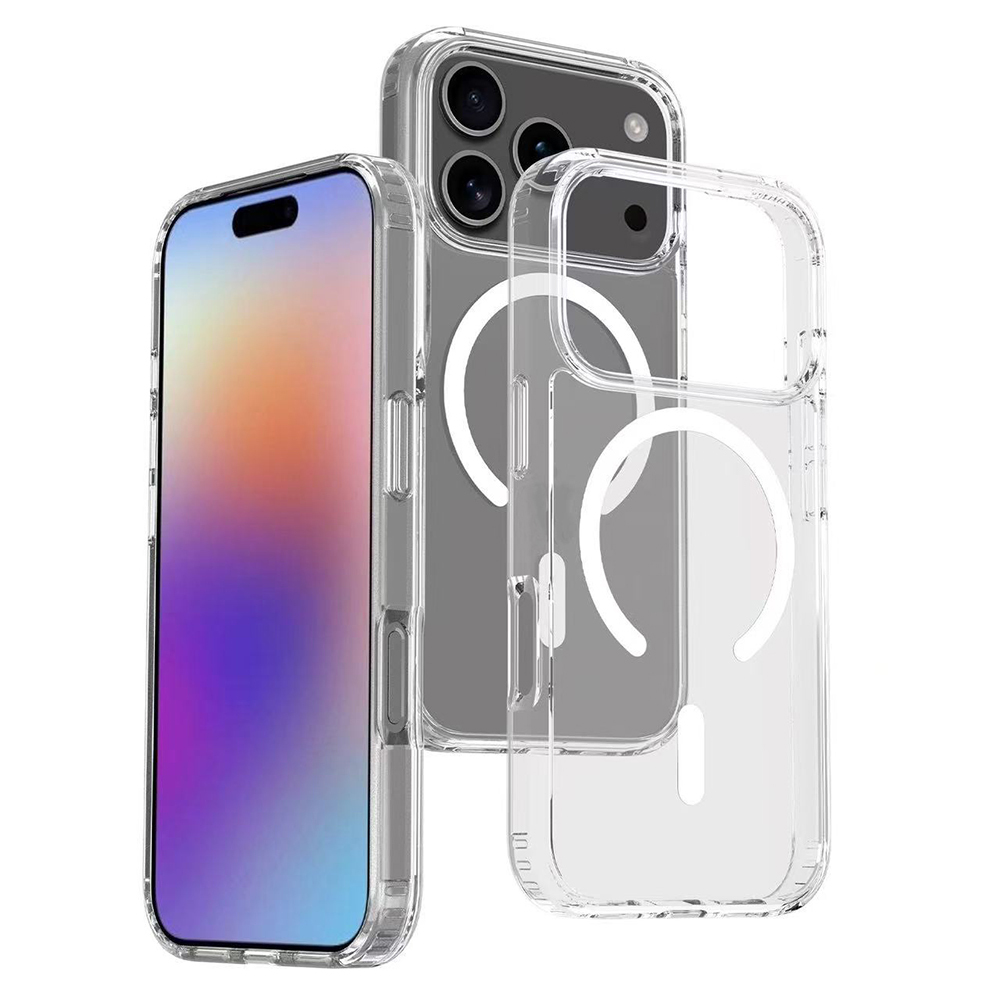 [RNZ-TA124056] Apple iPhone 17 Pro Uyumlu Kılıf M-safe Şarj Özellikli Şeffaf Sert PC Zore Embos Kapak