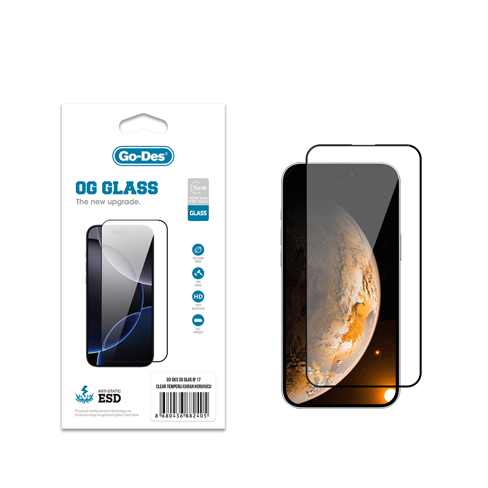Apple iPhone 17 Uyumlu Go Des OG Glass Antistatik Temperli Cam Ekran Koruyucu