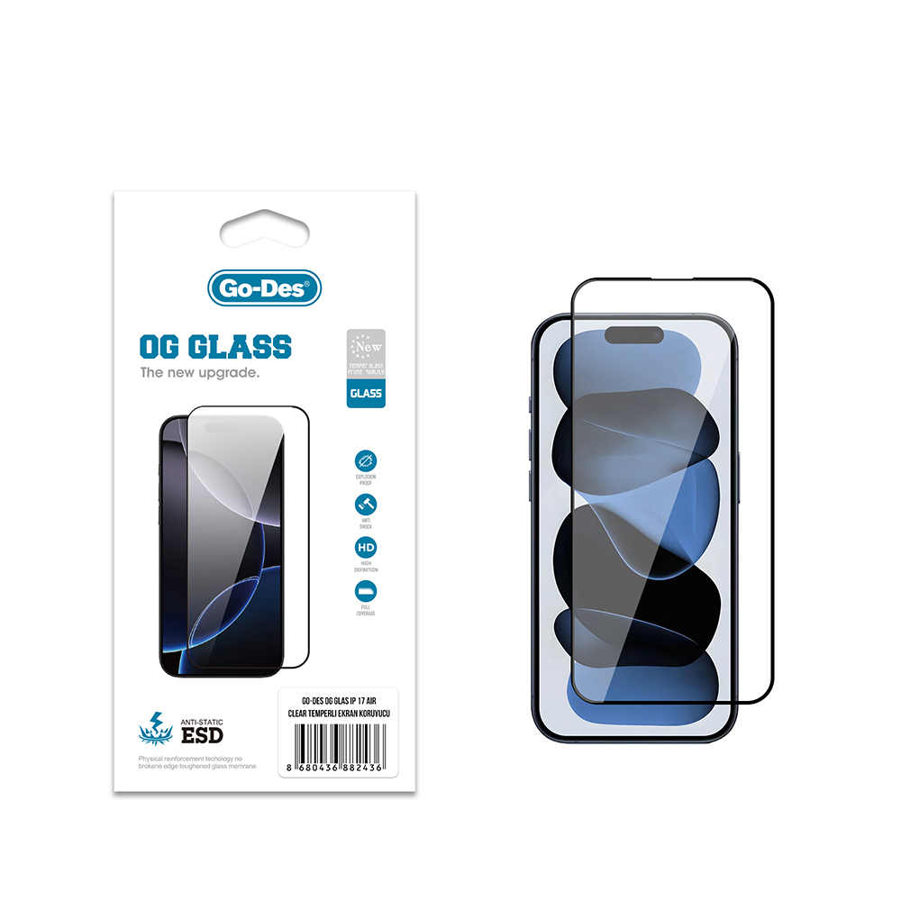 Apple iPhone 17 Air Uyumlu Go Des OG Glass Antistatik Temperli Cam Ekran Koruyucu