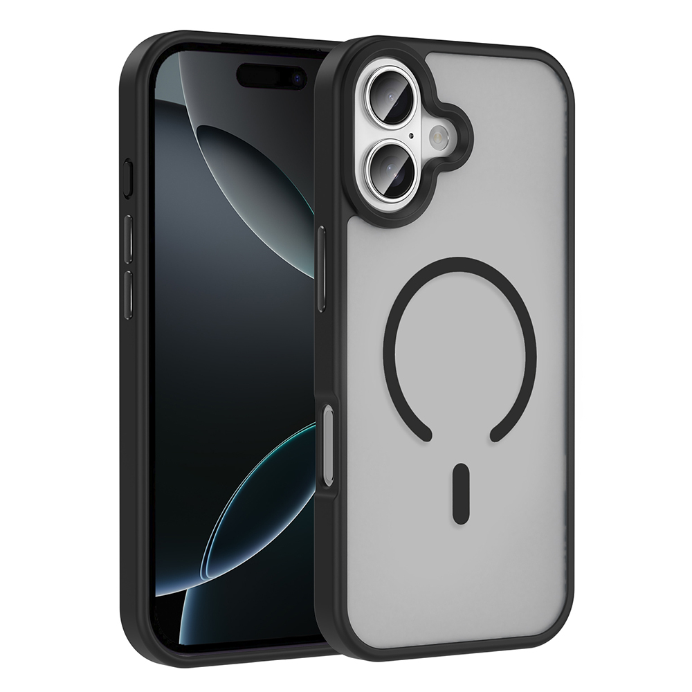 [RNZ-TA123798] Apple iPhone 17 Uyumlu Kılıf M-safe Şarj Özellikli Mat Arka Yüzey Zore Sio Kapak (Siyah)