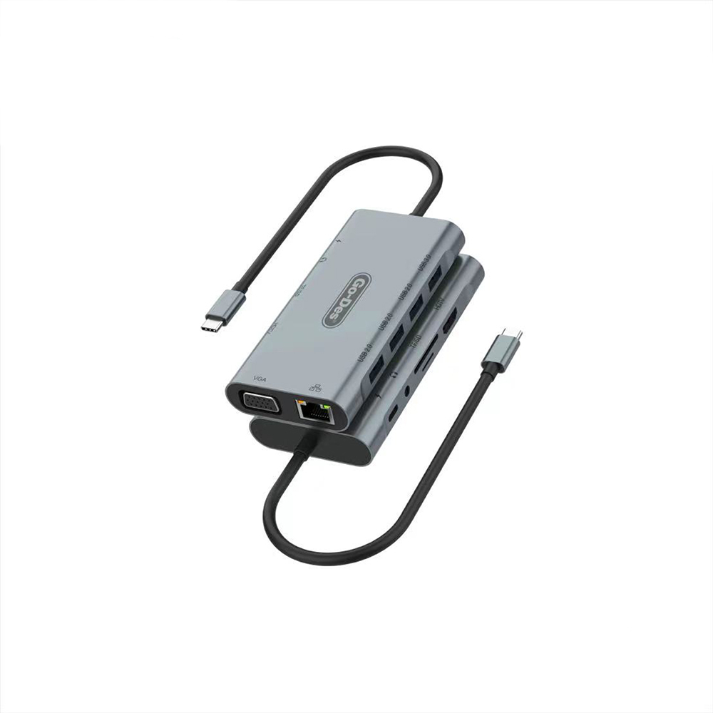 [RNZ-TA123871] Go Des GD-6907 11 in 1 Type-C Hub SD Kart-RJ45-HDMI-VGA-Usb Çoğaltıcı