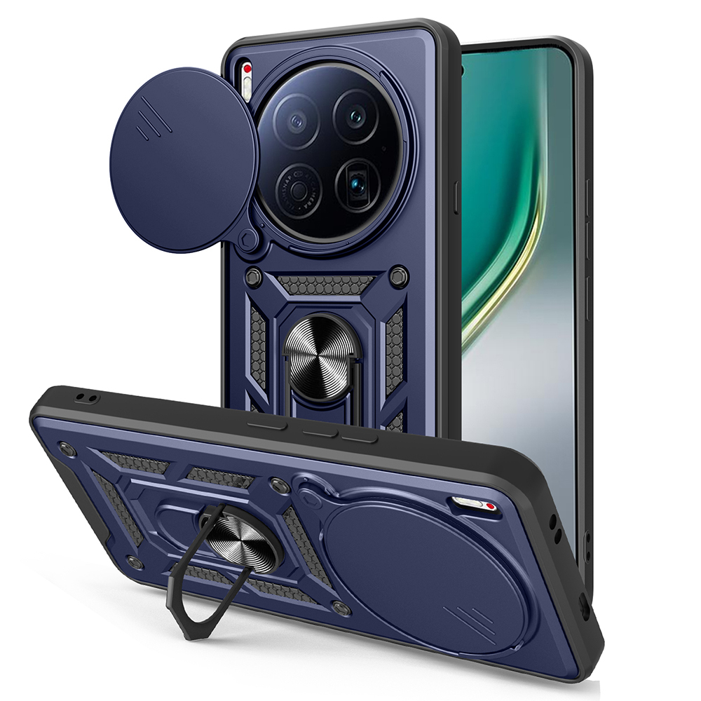 Tecno Camon 40 Premier 5G Uyumlu Kılıf Magnetik Standlı Kamera Korumalı Zore Sürgülü Vega Kapak