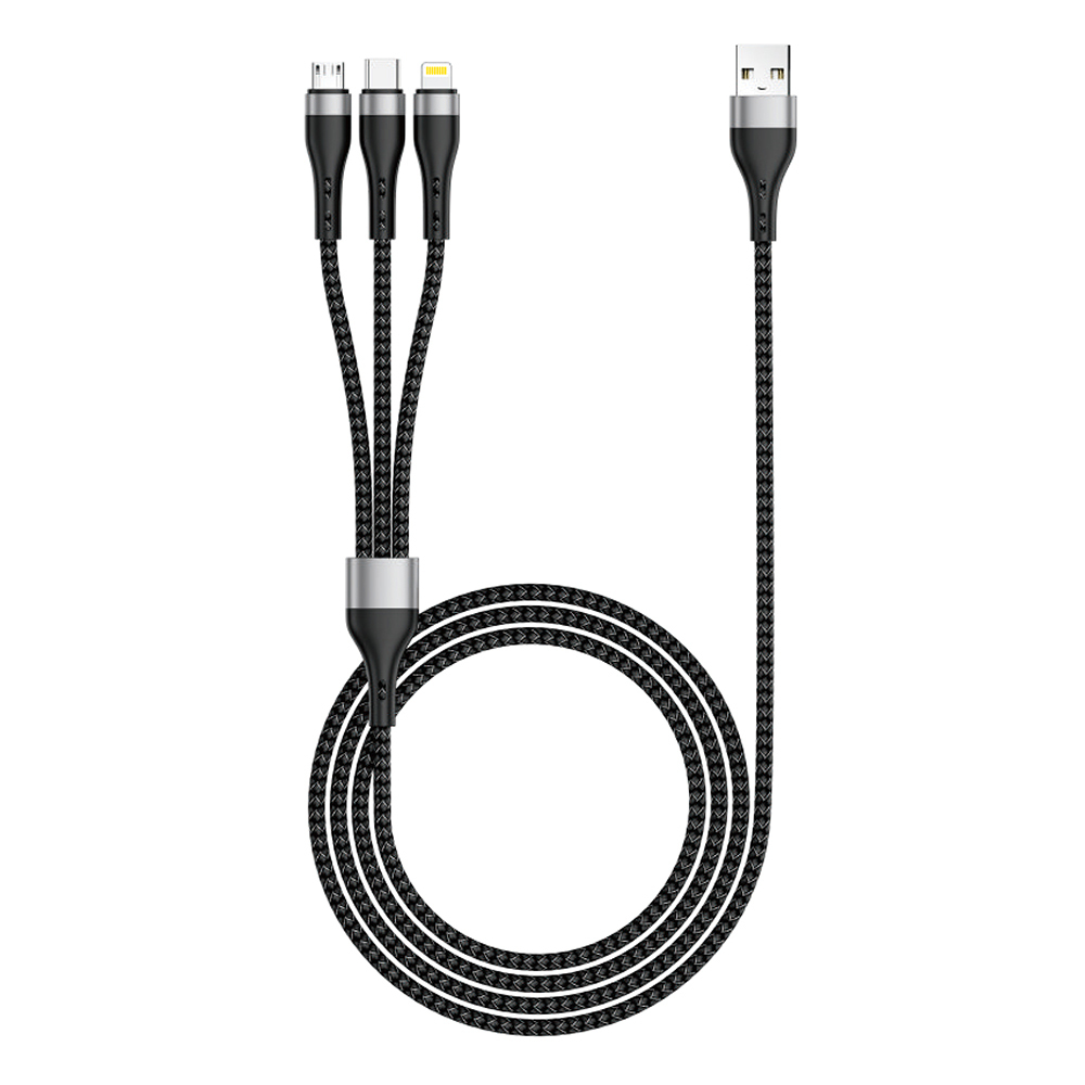 [RNZ-TA124064] Zore ZR-43 3in1 USB-A to Lightning – Type-C – Micro Şarj ve Data Kablosu 20W 1.5M