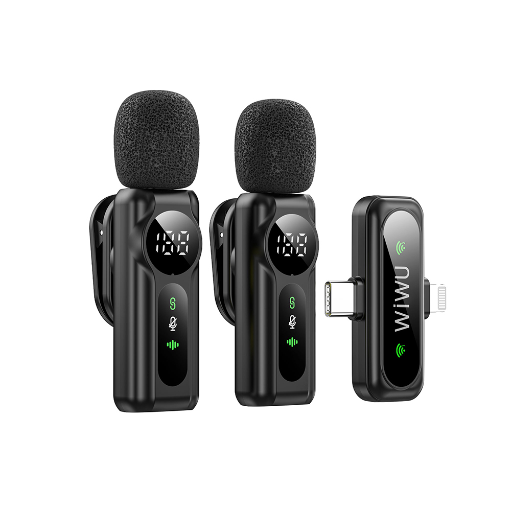 [RNZ-TA124175] Wiwu Wi-WM007 2in1 Type-C ve Lightning Portlu ANC Özellikli Kablosuz Yaka Mikrofonu