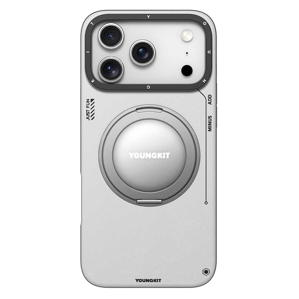 Apple iPhone 17 Pro Uyumlu Kılıf M-safe Şarj Özellikli 360 Derece Standlı Basit Mat Deri Desenli Youngkit Tech Leather Serisi Kapak