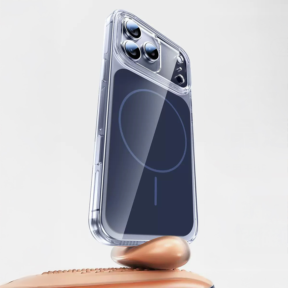 [RNZ-TA125504] Apple iPhone 17 Pro Uyumlu Kılıf Zore M-safe Şarj Özellikli Şeffaf Kamera Kontrol Butonlu Lugano Kapak (Lacivert)