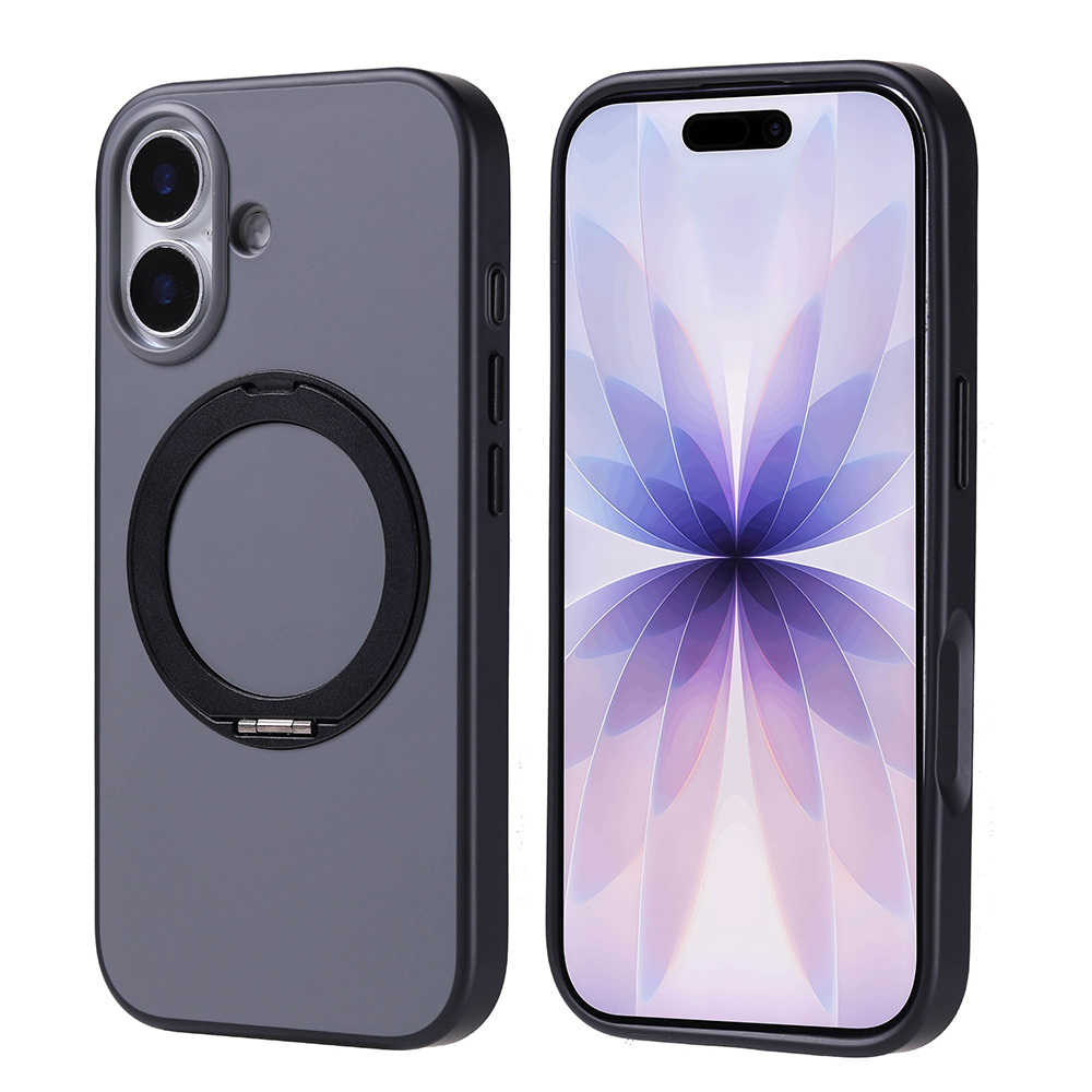 [RNZ-TA125792] Apple iPhone 17 Uyumlu Kılıf M-Safe Şarj Özellikli Standlı Zore Proton Silikon Kapak (Siyah)