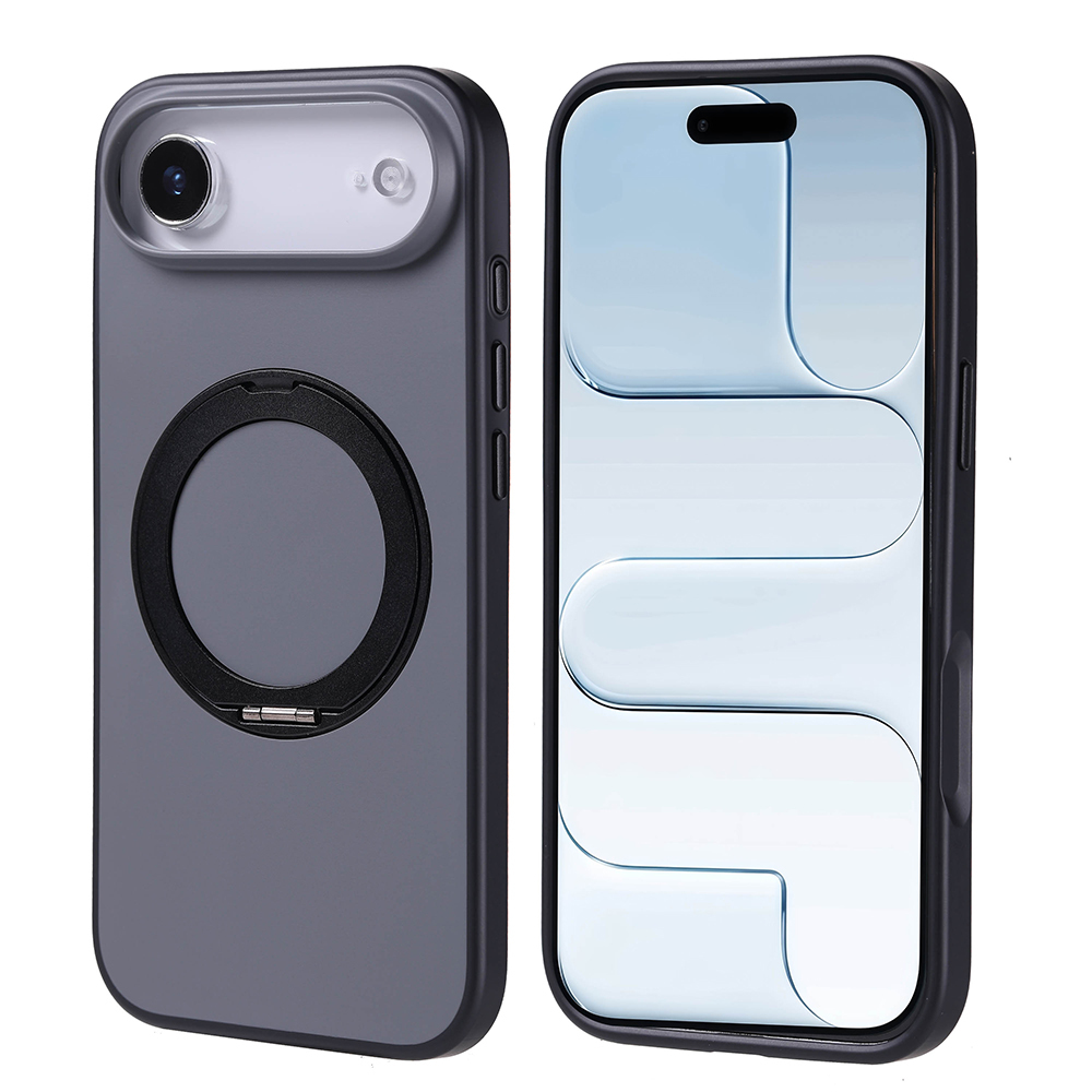 [RNZ-TA125796] Apple iPhone 17 Air Uyumlu Kılıf M-Safe Şarj Özellikli Standlı Zore Proton Silikon Kapak (Siyah)