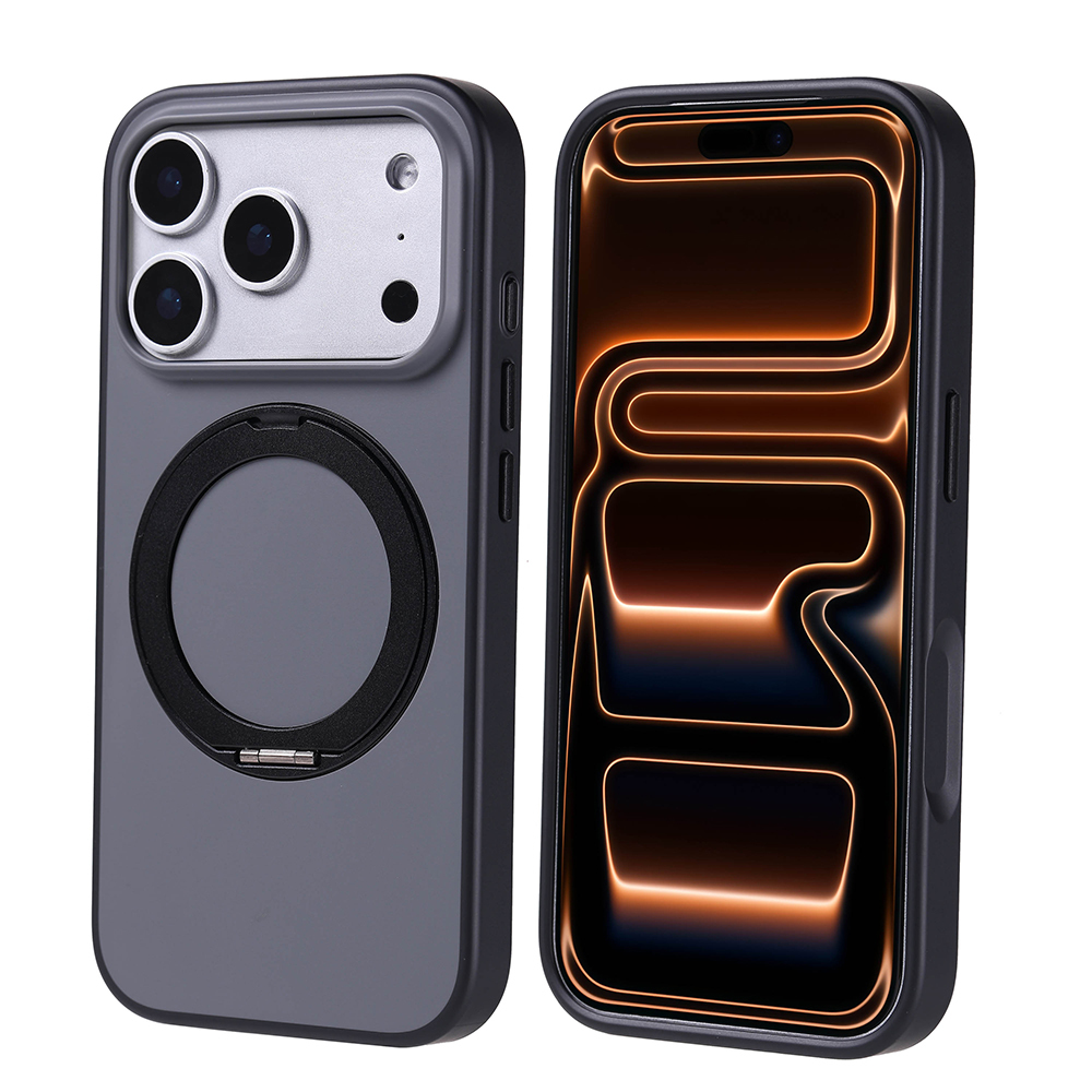 [RNZ-TA125800] Apple iPhone 17 Pro Uyumlu Kılıf M-Safe Şarj Özellikli Standlı Zore Proton Silikon Kapak (Siyah)