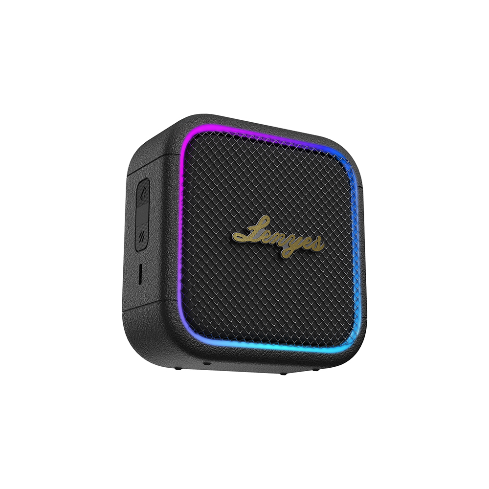 [RNZ-TA125175] Lenyes S890 Su Geçirmez Özellikli RGB Işıklı Askılı Mini OTG-TWS Bluetooth Hoparlör v5.3 (Siyah)