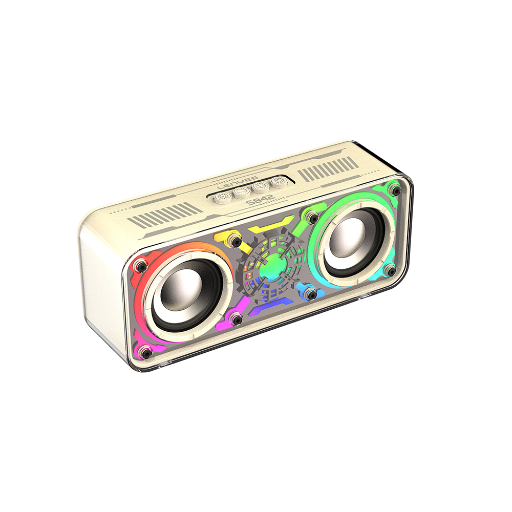 [RNZ-TA125183] Lenyes S842 RGB Led Işıklı TWS Bluetooth Hoparlör v5.3 18W (Bej)