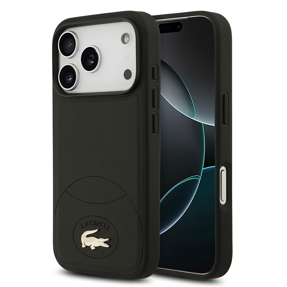 Apple iPhone 17 Pro Uyumlu Kılıf Lacoste Orjinal Lisanslı M-safe Şarj Özellikli PU Deri Tasarımlı Metal Logolu Kapak