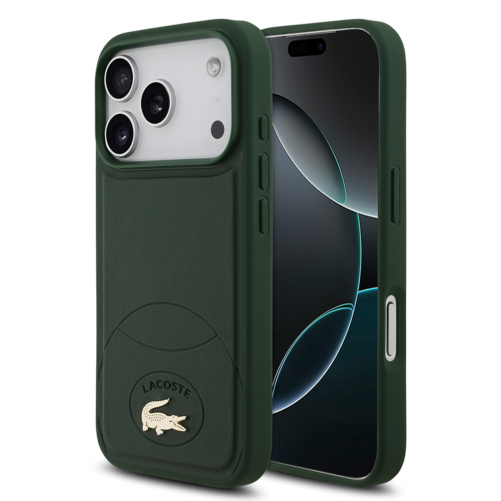 Apple iPhone 17 Pro Uyumlu Kılıf Lacoste Orjinal Lisanslı M-safe Şarj Özellikli PU Deri Tasarımlı Metal Logolu Kapak