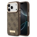 Apple iPhone 17 Pro Uyumlu Kılıf Guess Orjinal Lisanslı M-safe Şarj Özellikli 4G Desenli PU Metal Plaka Klasik Logolu Kapak