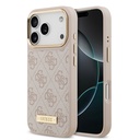 Apple iPhone 17 Pro Uyumlu Kılıf Guess Orjinal Lisanslı M-safe Şarj Özellikli 4G Desenli PU Metal Plaka Klasik Logolu Kapak
