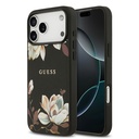 Apple iPhone 17 Pro Max Uyumlu Kılıf Guess Orjinal Lisanslı M-safe Şarj Özellikli Taneli Çiçek Tasarımlı Metal Yazı Logolu Kapak