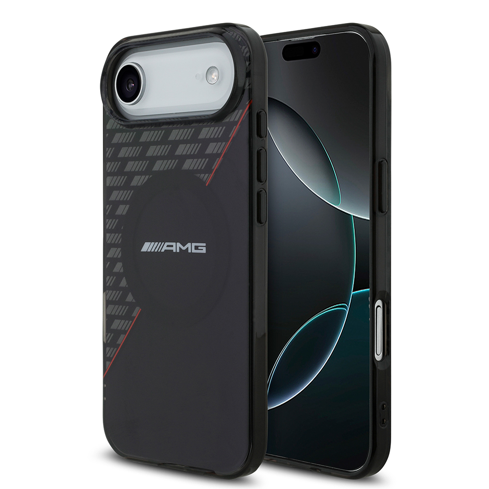 Apple iPhone 17 Air Uyumlu Kılıf AMG Orjinal Lisanslı M-safe Şarj Özellikli Çift Katmanlı Kırmızı Çapraz Çizgili Kapak