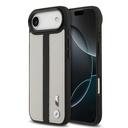 Apple iPhone 17 Air Uyumlu Kılıf BMW Orjinal Lisanslı M-safe Şarj Özellikli Deri Arka Yüzey Metal Logolu Delikli Şerit Tasarımlı Kapak