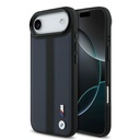 Apple iPhone 17 Air Uyumlu Kılıf BMW Orjinal Lisanslı M-safe Şarj Özellikli Deri Arka Yüzey Metal Logolu Delikli Şerit Tasarımlı Kapak