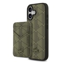 Apple iPhone 17 Uyumlu Kılıf Lacoste Orjinal Lisanslı M-safe Şarj Özellikli PU Deri Tasarımlı Kartlıklı Karışık Monogram Desenli Kapak