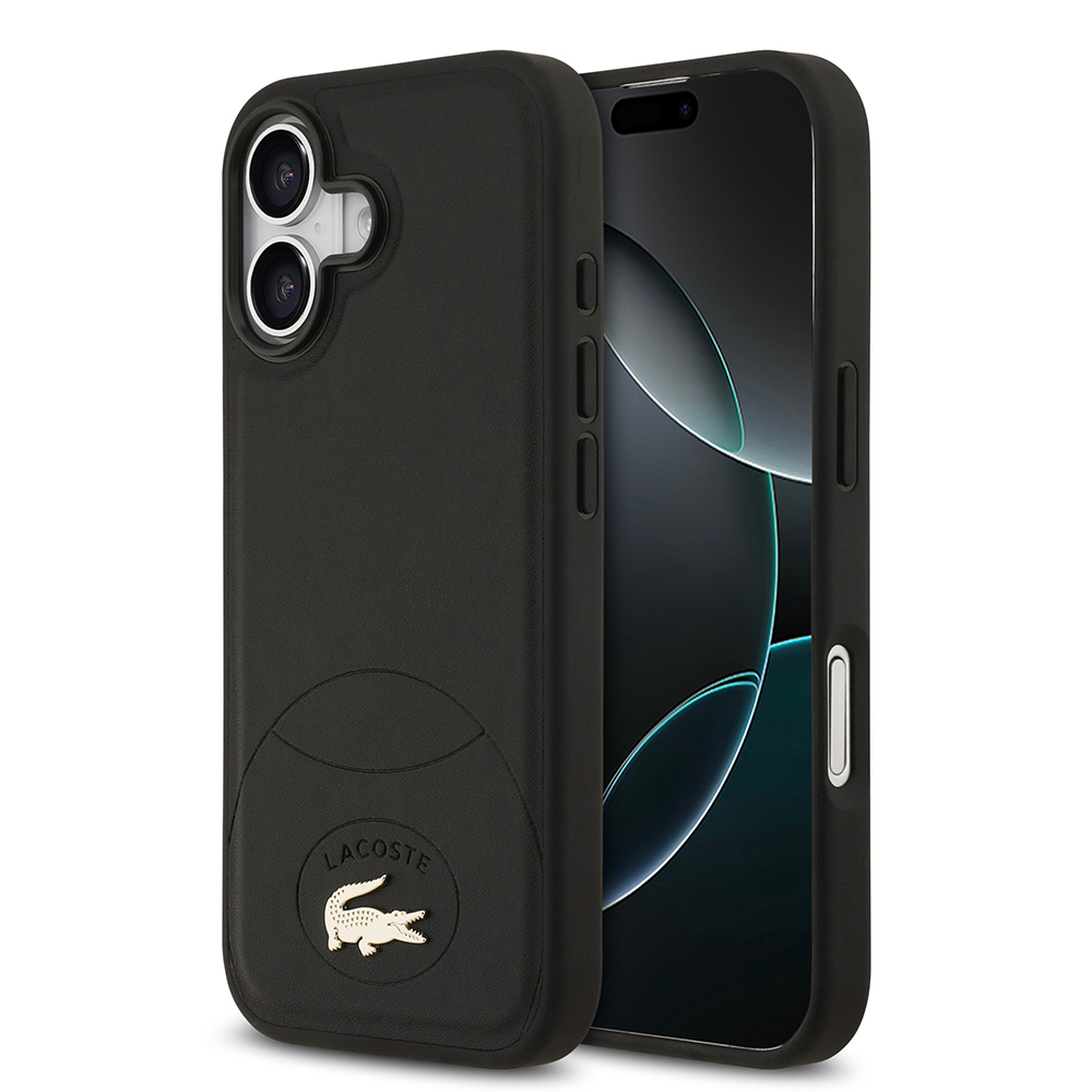[RNZ-TA124777] Apple iPhone 17 Uyumlu Kılıf Lacoste Orjinal Lisanslı M-safe Şarj Özellikli PU Deri Tasarımlı Metal Logolu Kapak (Siyah)