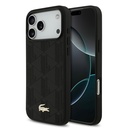 Apple iPhone 17 Pro Max Uyumlu Kılıf Lacoste Orjinal Lisanslı M-safe Şarj Özellikli PU Deri Tasarımlı Karışık Monogram Desenli Kapak