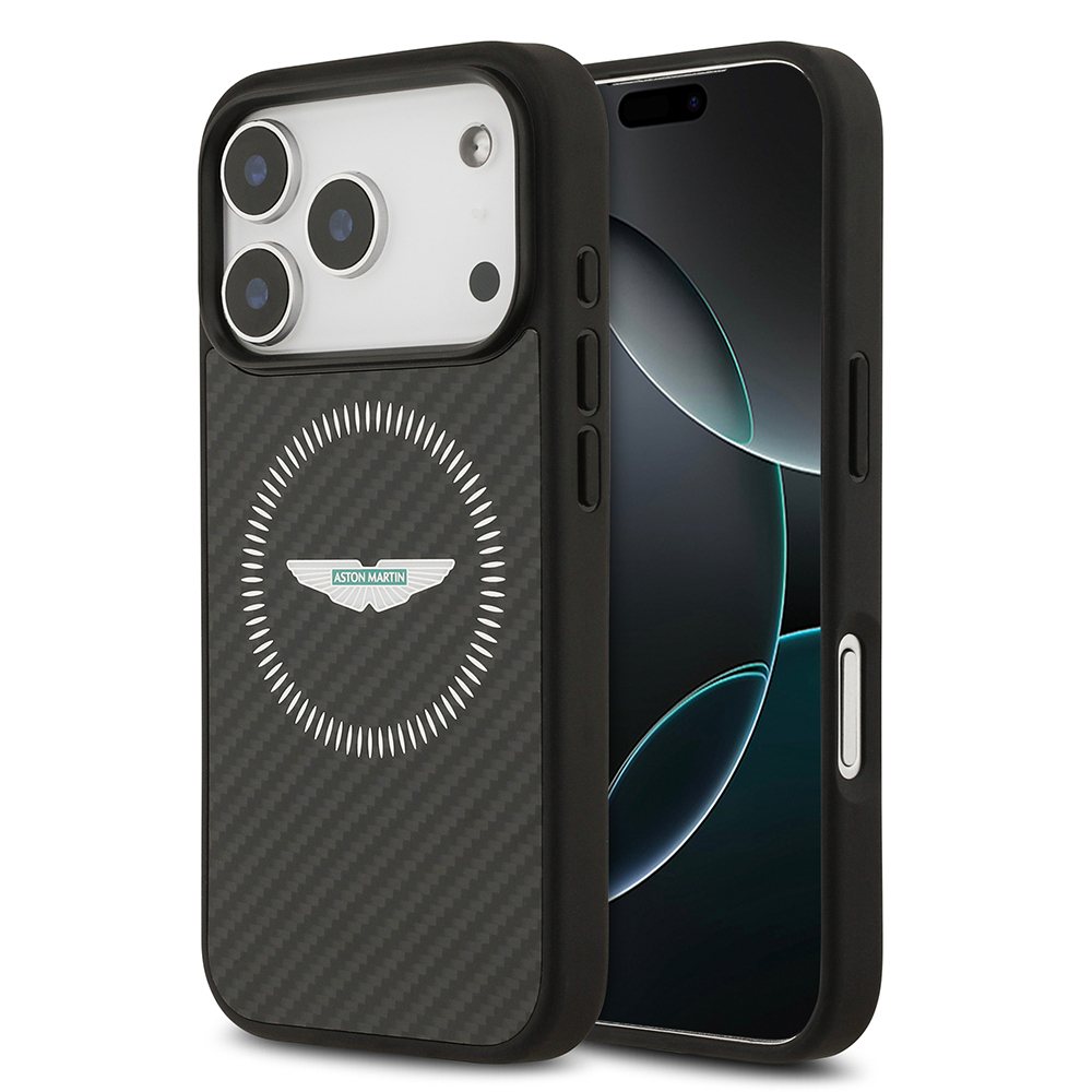 Apple iPhone 17 Pro Uyumlu Kılıf Aston Martin Orjinal Lisanslı M-safe Şarj Özellikli Karbon Fiber Kevlar Kapak