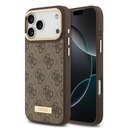 Apple iPhone 17 Pro Max Uyumlu Kılıf Guess Orjinal Lisanslı M-safe Şarj Özellikli 4G Desenli PU Metal Plaka Klasik Logolu Kapak