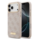 Apple iPhone 17 Pro Max Uyumlu Kılıf Guess Orjinal Lisanslı M-safe Şarj Özellikli 4G Desenli PU Metal Plaka Klasik Logolu Kapak