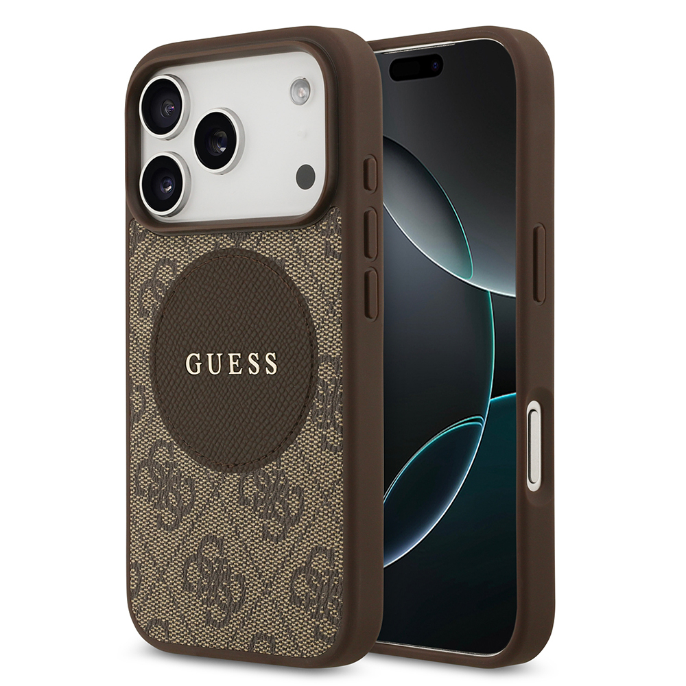 Apple iPhone 17 Pro Uyumlu Kılıf Guess Orjinal Lisanslı M-safe Şarj Özellikli Yazı Logolu Circle Classic Kapak