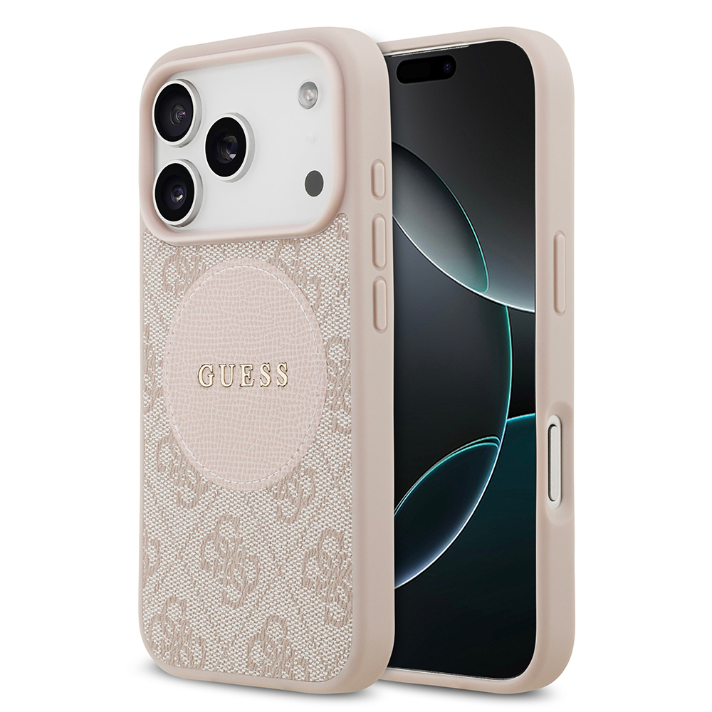 Apple iPhone 17 Pro Uyumlu Kılıf Guess Orjinal Lisanslı M-safe Şarj Özellikli Yazı Logolu Circle Classic Kapak