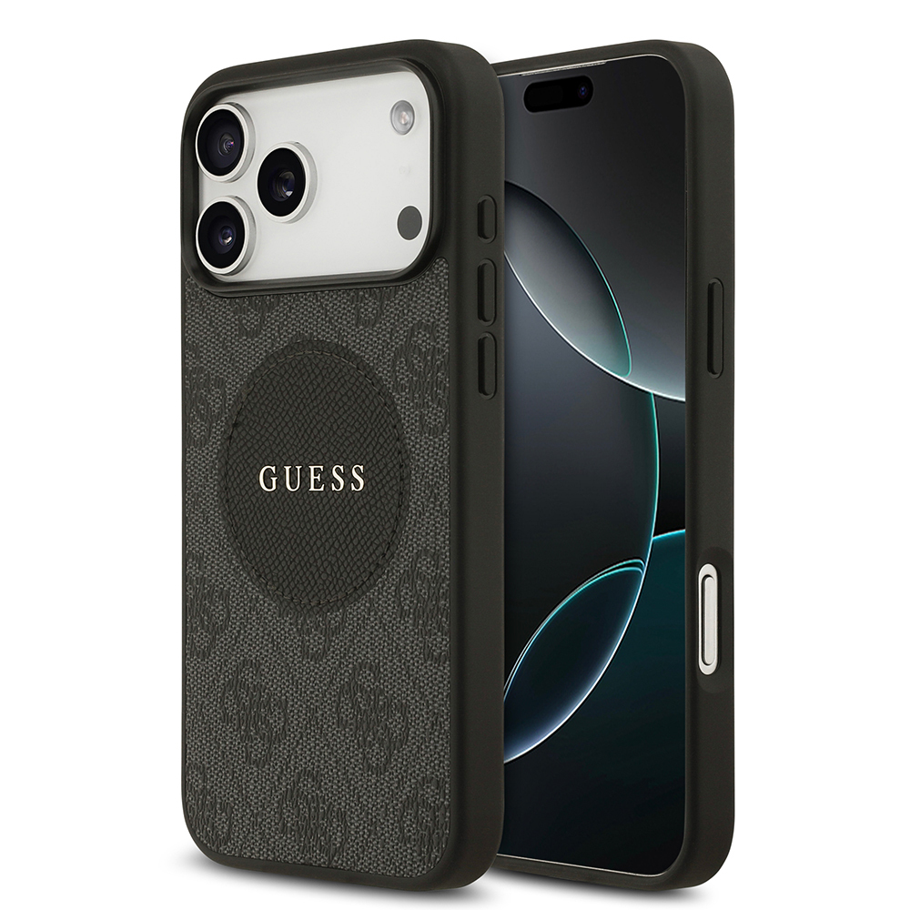 Apple iPhone 17 Pro Max Uyumlu Kılıf Guess Orjinal Lisanslı M-safe Şarj Özellikli Yazı Logolu Circle Classic Kapak