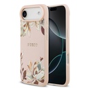 Apple iPhone 17 Air Uyumlu Kılıf Guess Orjinal Lisanslı M-safe Şarj Özellikli Taneli Çiçek Tasarımlı Metal Yazı Logolu Kapak