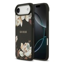 Apple iPhone 17 Air Uyumlu Kılıf Guess Orjinal Lisanslı M-safe Şarj Özellikli Taneli Çiçek Tasarımlı Metal Yazı Logolu Kapak