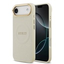 Apple iPhone 17 Air Uyumlu Kılıf Guess Orjinal Lisanslı M-safe Şarj Özellikli Sıcak Baskılı Yazı Logolu PU Deri Peony Kapak