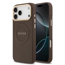 Apple iPhone 17 Pro Max Uyumlu Kılıf Guess Orjinal Lisanslı M-safe Şarj Özellikli Sıcak Baskılı Yazı Logolu PU Deri Peony Kapak