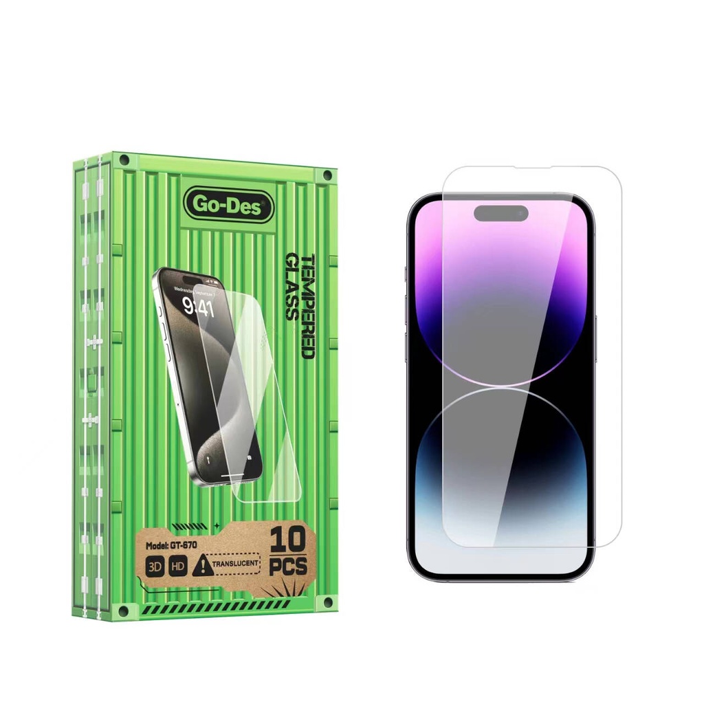 Apple iPhone 14 Pro Max Uyumlu Go Des Parmak İzi Bırakmayan 9H Oleofobik Bom Glass Ekran Koruyucu