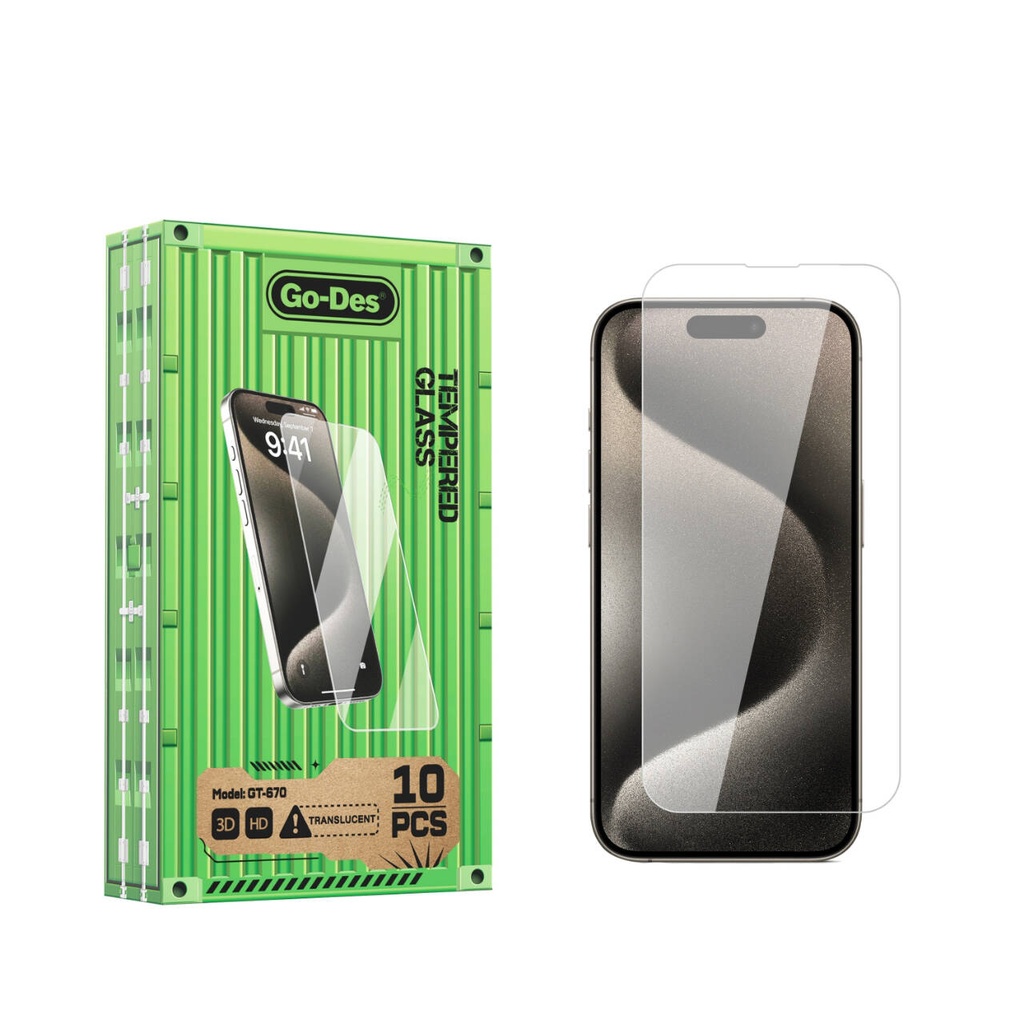 Apple iPhone 15 Pro Max Uyumlu Go Des Parmak İzi Bırakmayan 9H Oleofobik Bom Glass Ekran Koruyucu