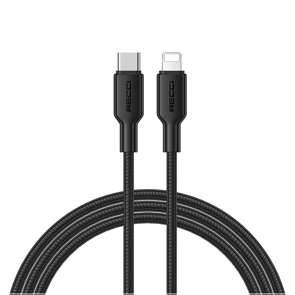 [RNZ-TA124674] Recci RS46CL Type-C to Lightning PD 30W Hızlı Şarj Özellikli Data ve Şarj Kablosu 1.2M (Siyah)