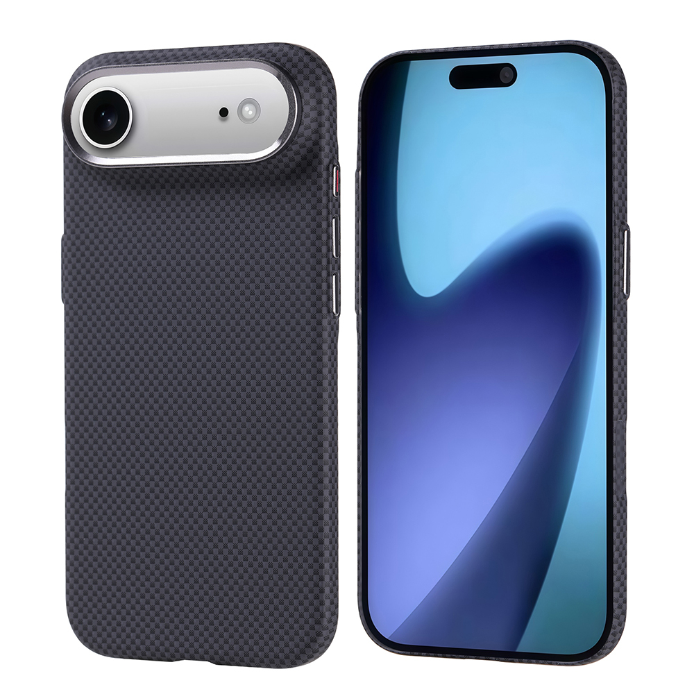 [RNZ-TA124696] Apple iPhone 17 Air Uyumlu Kılıf M-safe Şarj Özellikli Karbon Fiber Görünümlü Zore Nekst Kapak (Siyah)