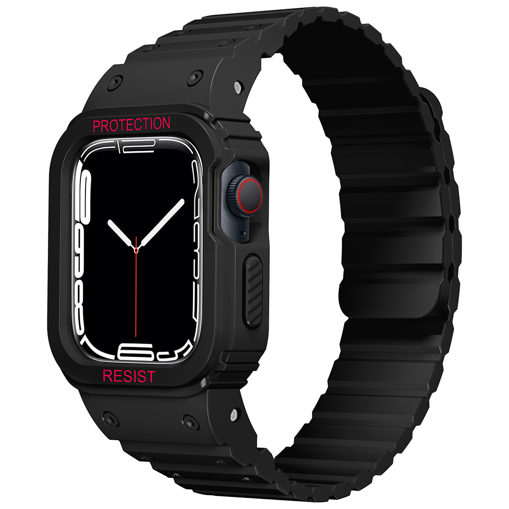 [RNZ-TA124609] Apple Watch 40mm Uyumlu Zore KRD-142 Airbag Tasarımlı Kasa Koruyuculu Silikon Kordon (Siyah)