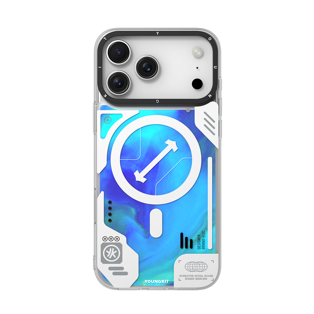 Apple iPhone 17 Pro Uyumlu Kılıf M-safe Şarj Özellikli Parlak Kumlu Sıvılı Tasarımlı Galaxy Fantasy Serisi Kapak