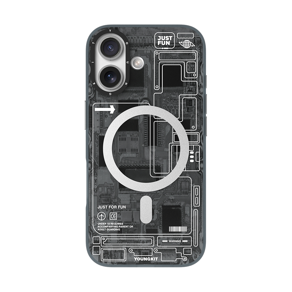 [RNZ-TA124723] Apple iPhone 17 Uyumlu Kılıf M-safe Şarj Özellikli Kamera Denetim Butonlu Youngkit Technology Serisi Kapak (Siyah)