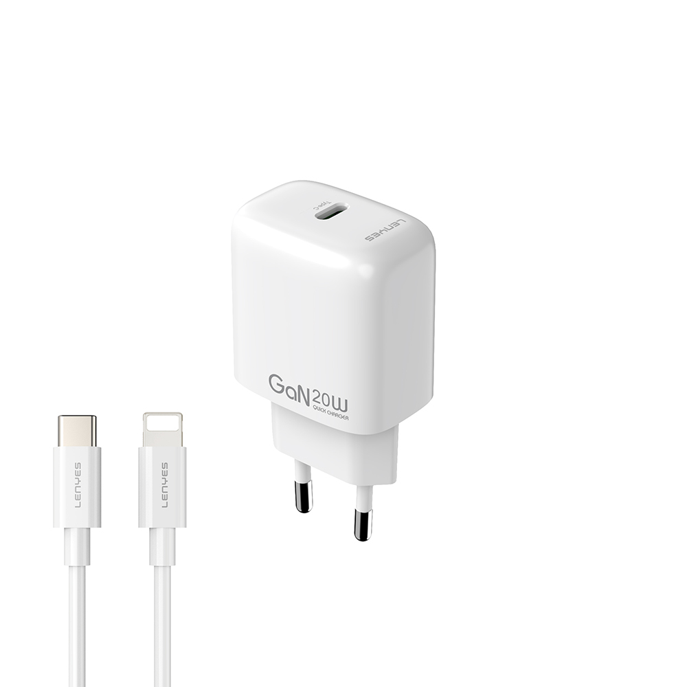 [RNZ-TA124377] Lenyes LCH90-TC-L Type-C to Lightning GaN Teknolojili PD Hızlı Şarj Özellikli Şarj Seti 20W
