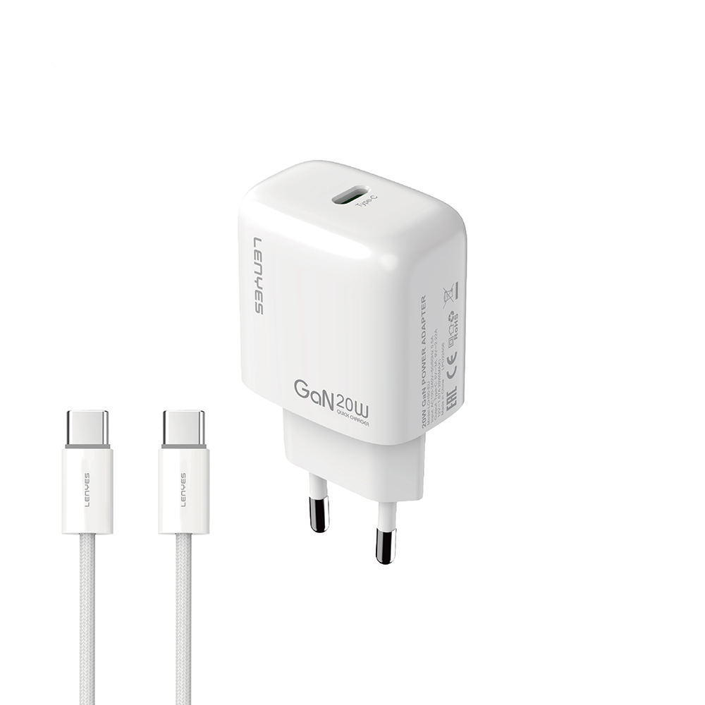 [RNZ-TA124378] Lenyes LCH90-TC-TC Type-C to Type-C GaN Teknolojili PD Hızlı Şarj Özellikli Şarj Seti 20W